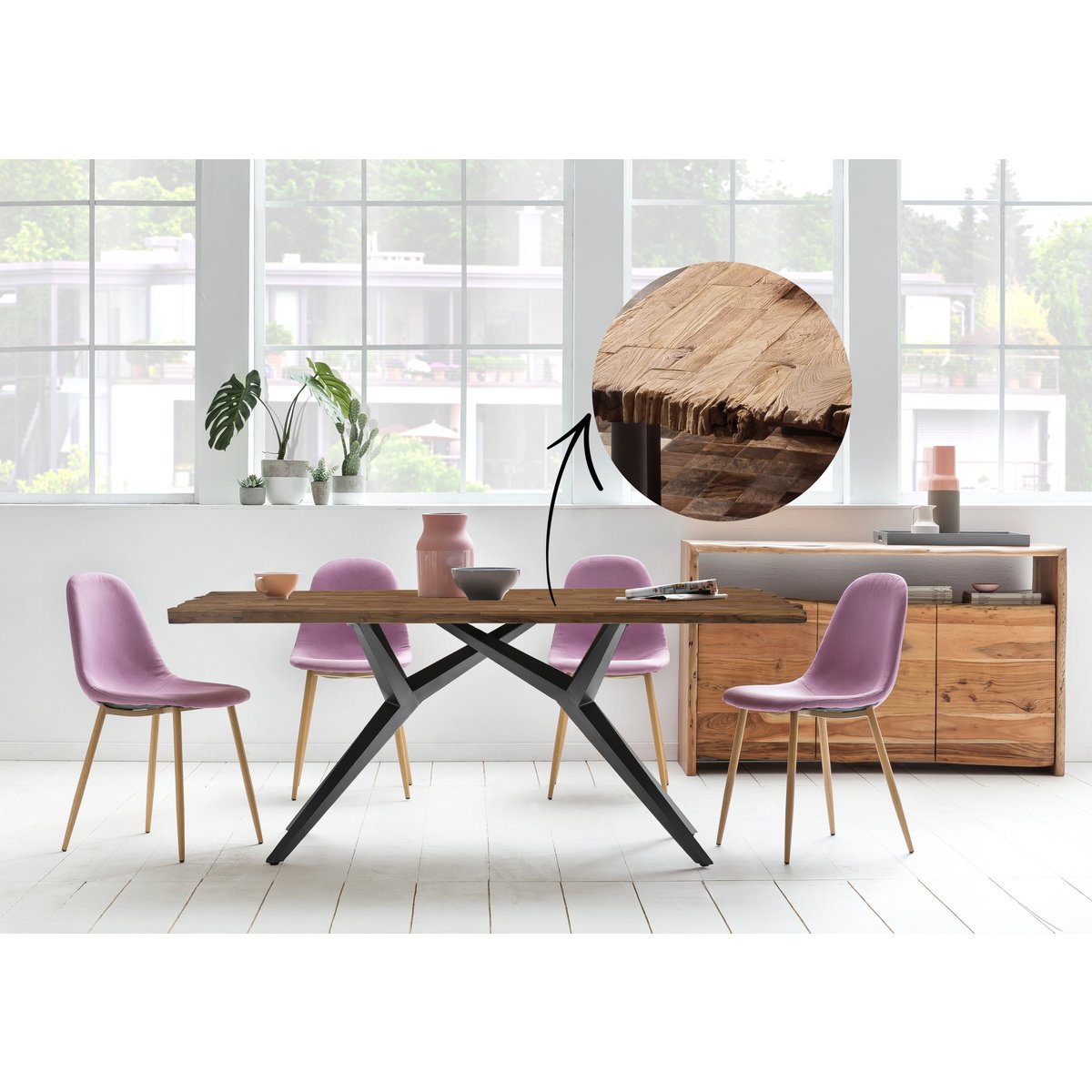 Dining table 240x100 cm with iron frame