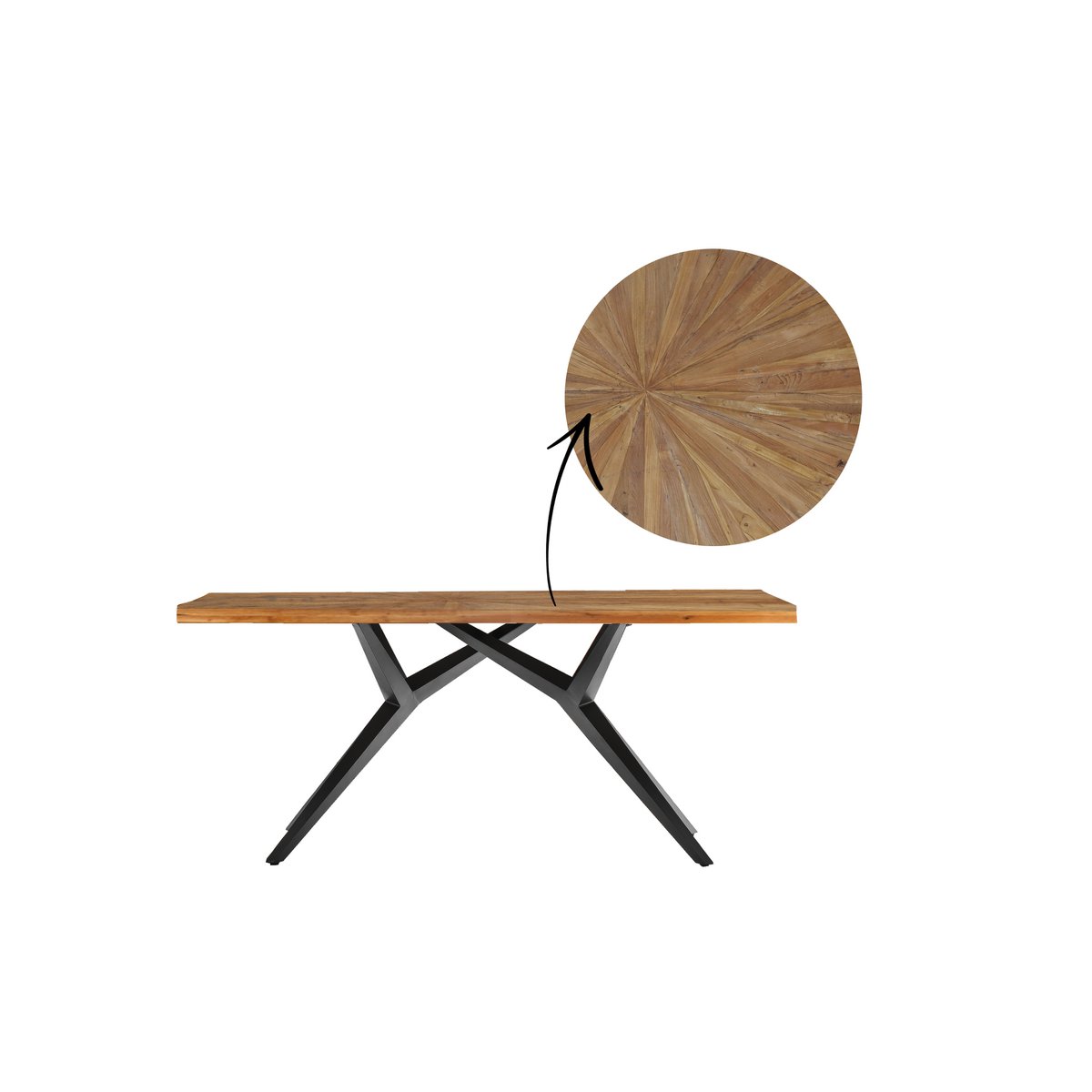 Dining table 220x100 cm Wood and Iron