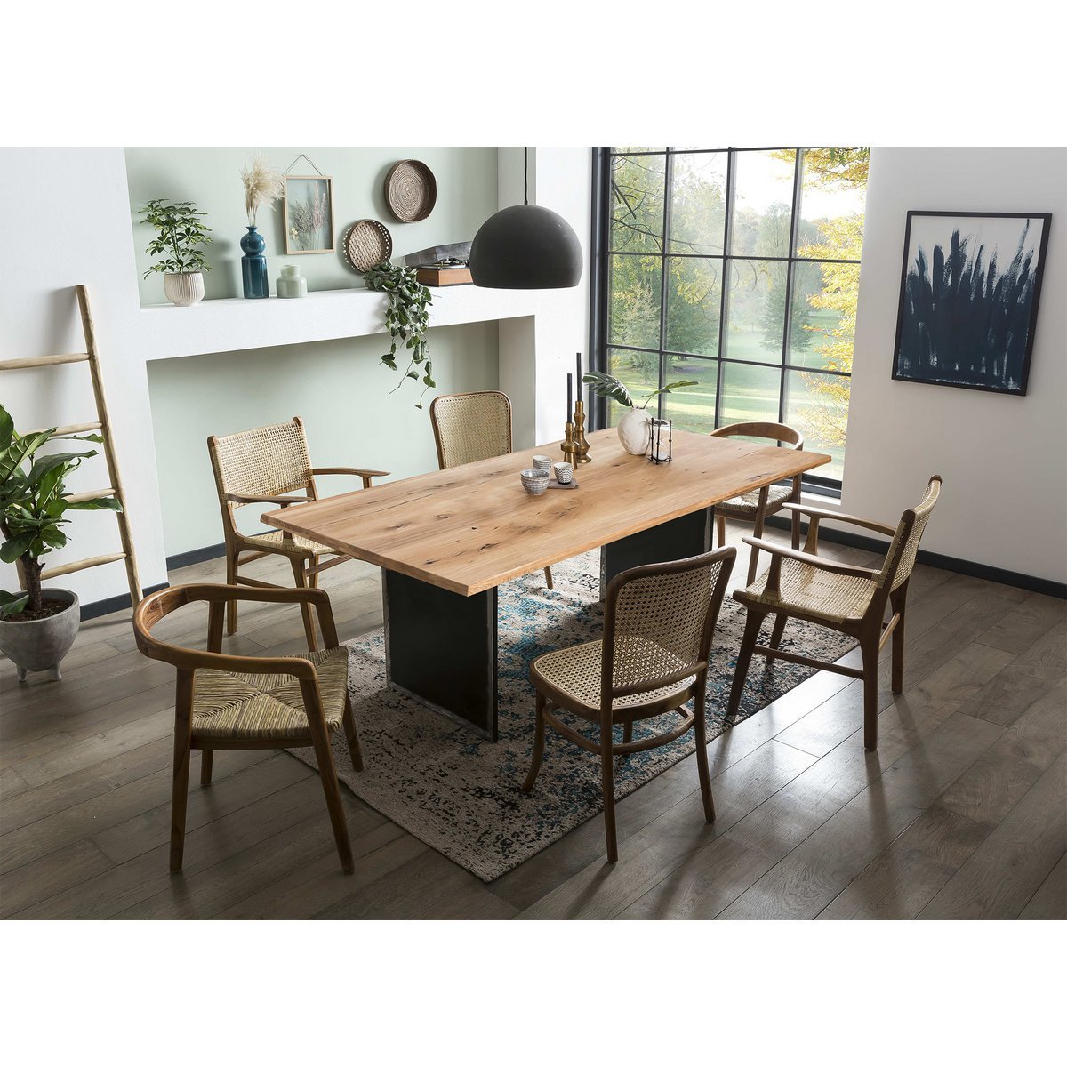 Dining table 180x100 cm Wood and Metal