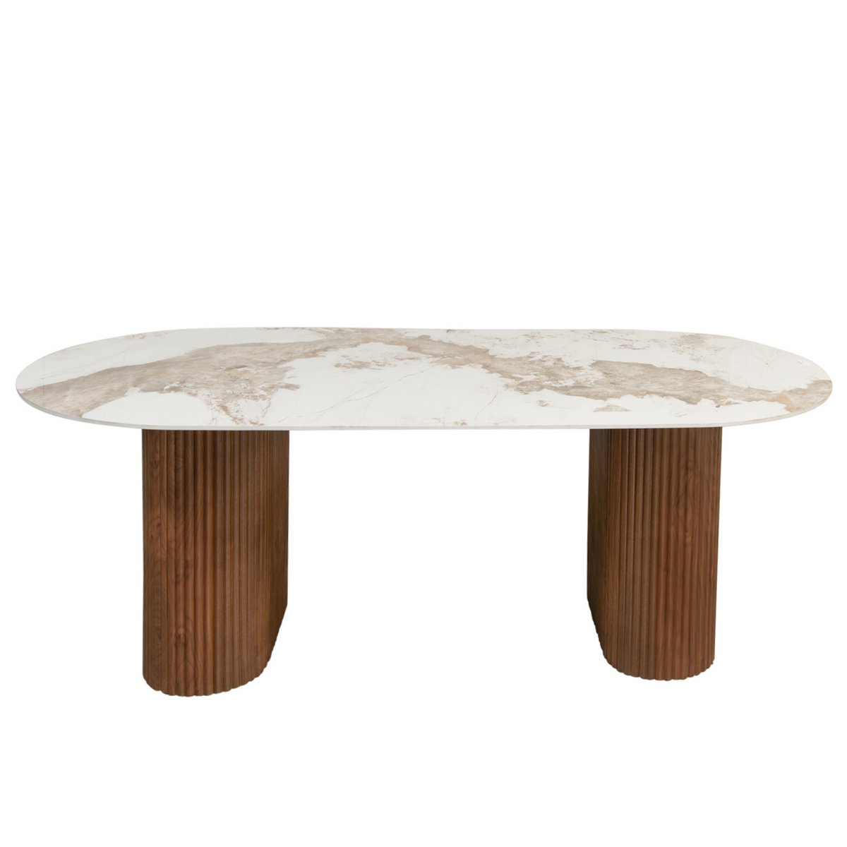 Keramische marmeren eettafel in moderne woonkamer