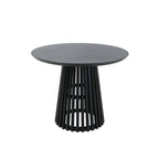 Ronde eettafel met kolomframe in moderne woonkamer