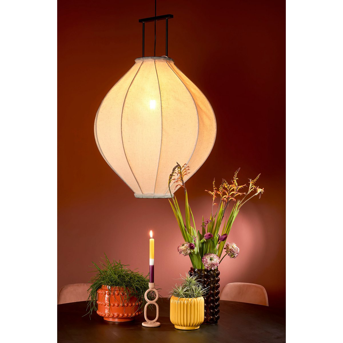 Pego Hanglamp Linnen Off White - H94 x Ø70 cm