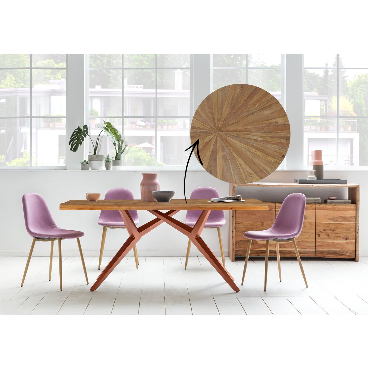 Dining table 200x100 cm with iron frame