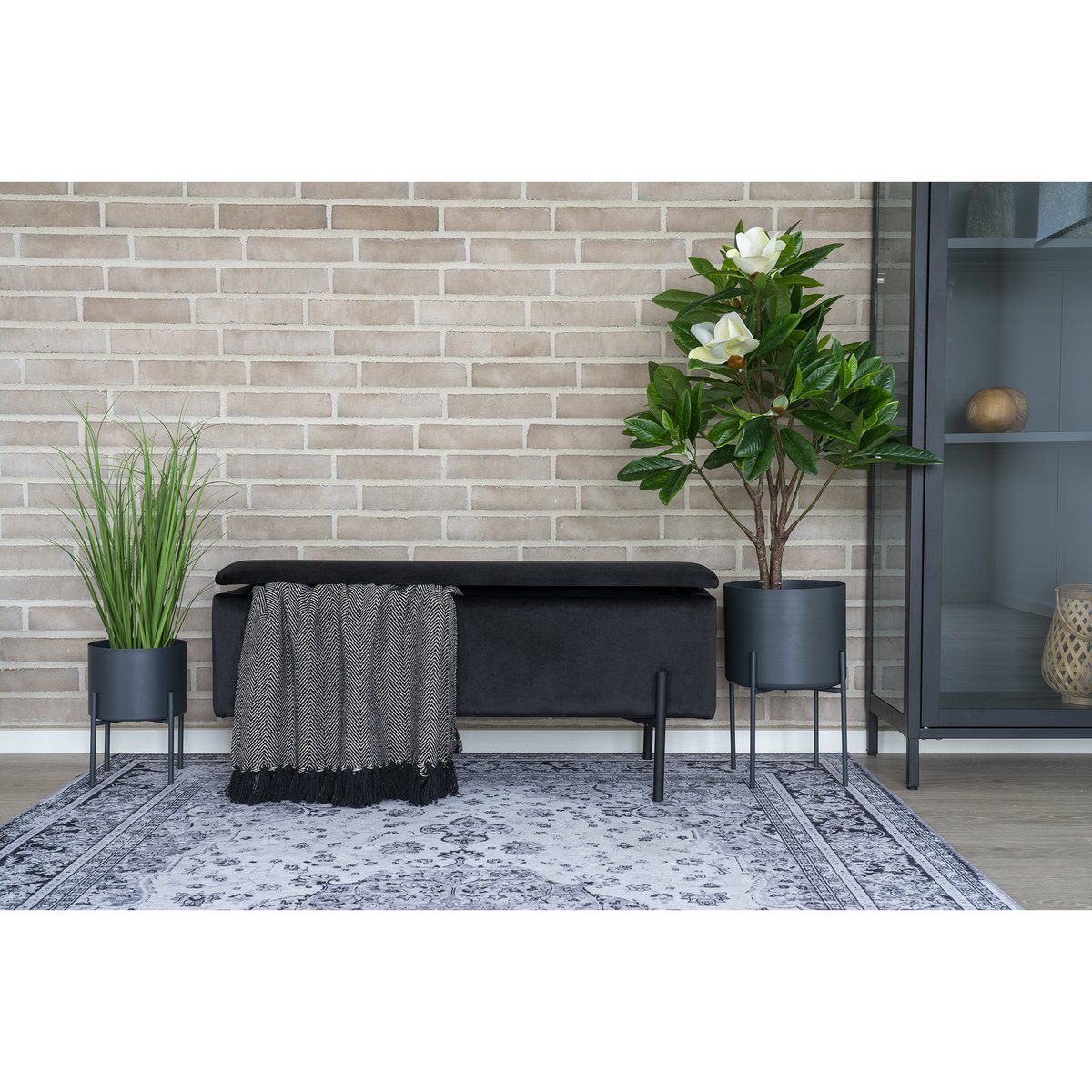 Black Velvet Bench with Storage Space 95x36.5x43 cm