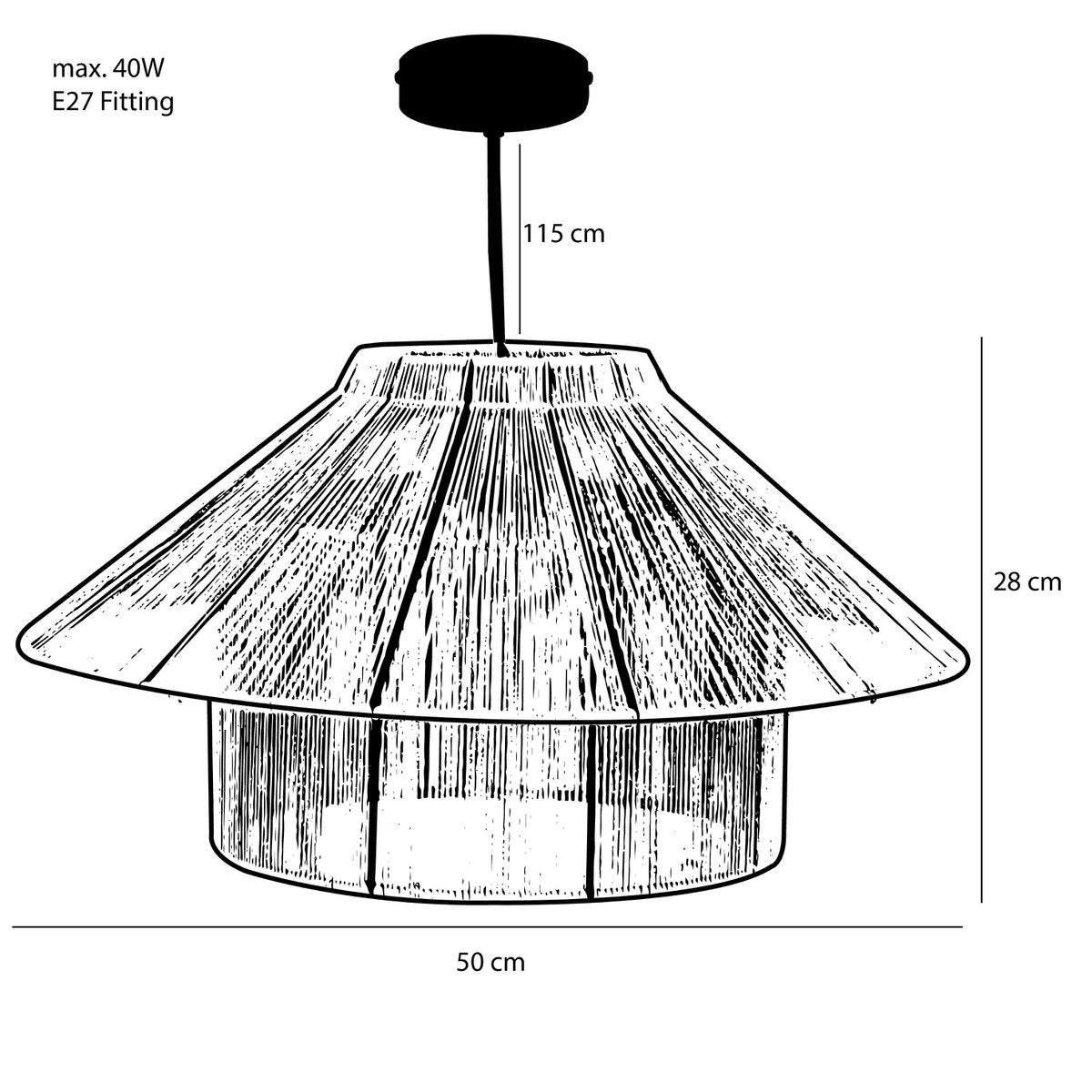 Elsa Hanglamp - Jute - Lichtbruin - H28 x Ø50 cm