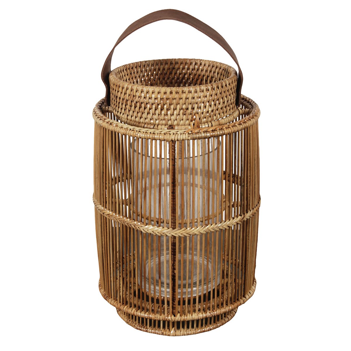 Handgemaakte rattan lantaarn uit Myanmar in sfeervolle setting