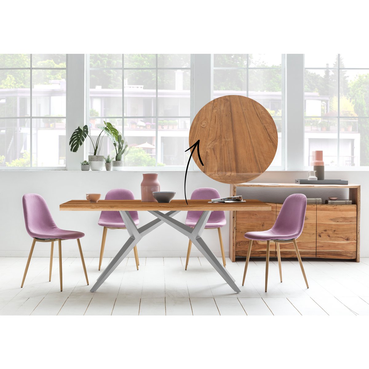 Dining table 180x100 cm Wood and Iron