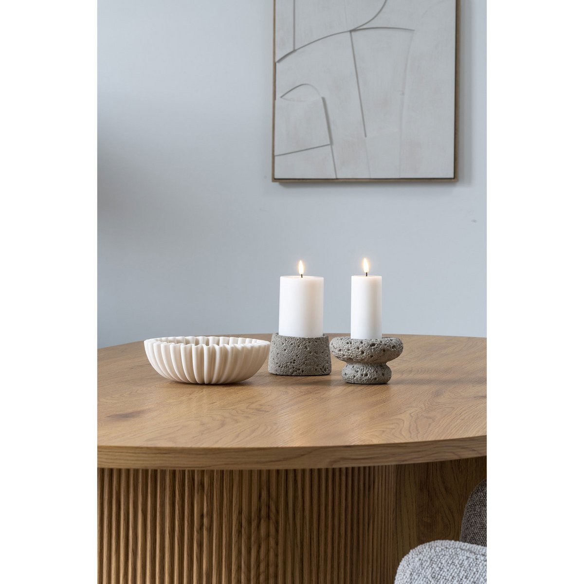 Kandelaar set van 2 cement grijs