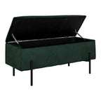 Green Velvet Bench with Black Metal Legs