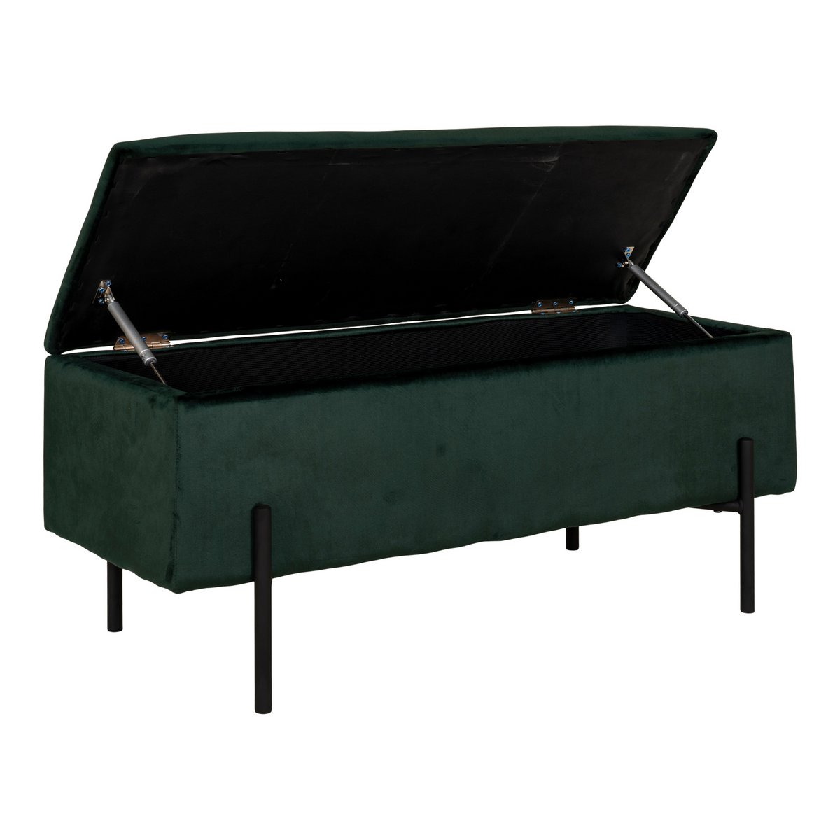 Green Velvet Bench with Black Metal Legs
