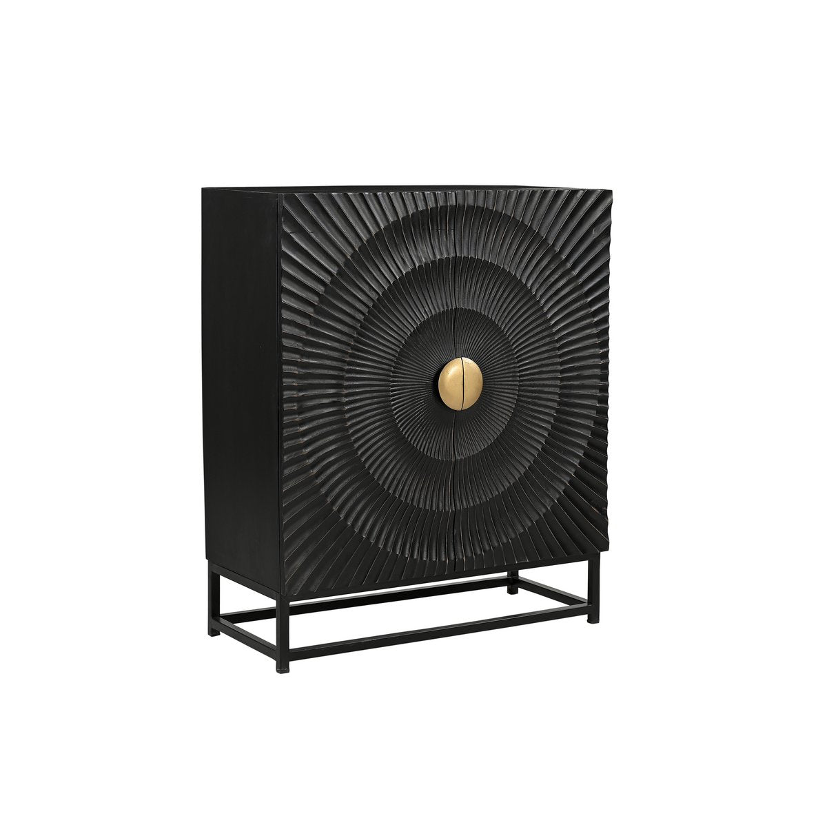 Compact Sideboard Mango Wood Black 75x90cm