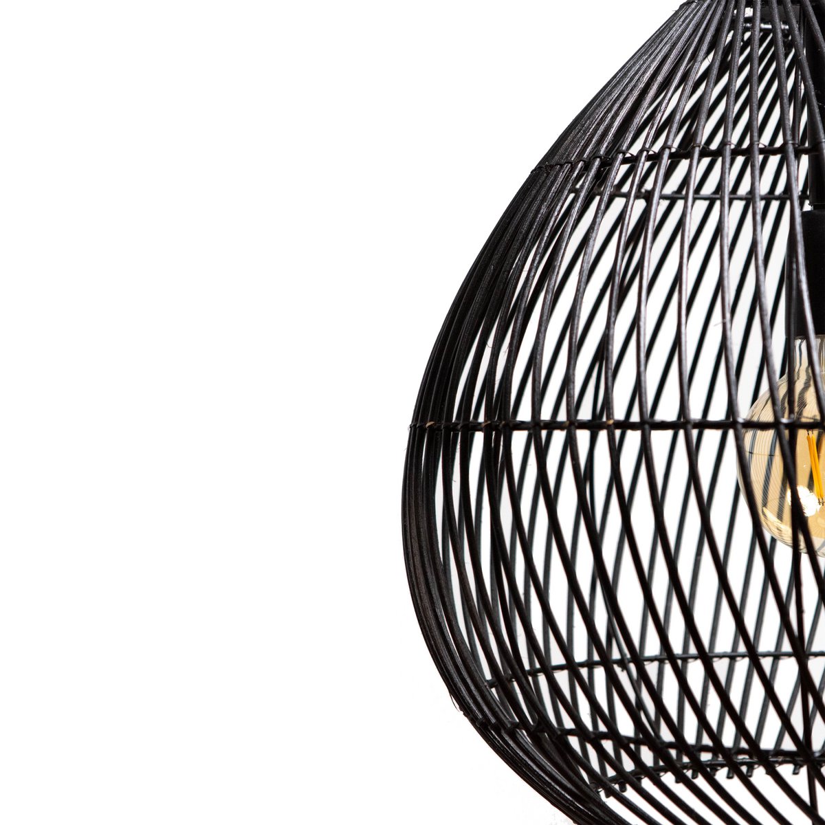 Hanglamp Mat Zwart Ø45x45cm Rotan