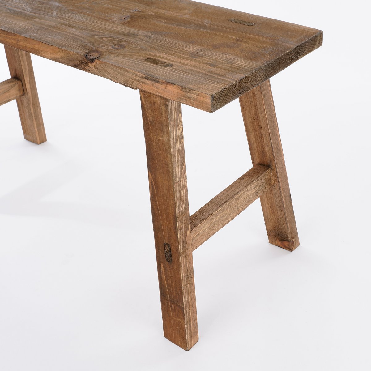 Houten Bankje Gerecycled Hout Bruin - L80 x B37 x H44 cm