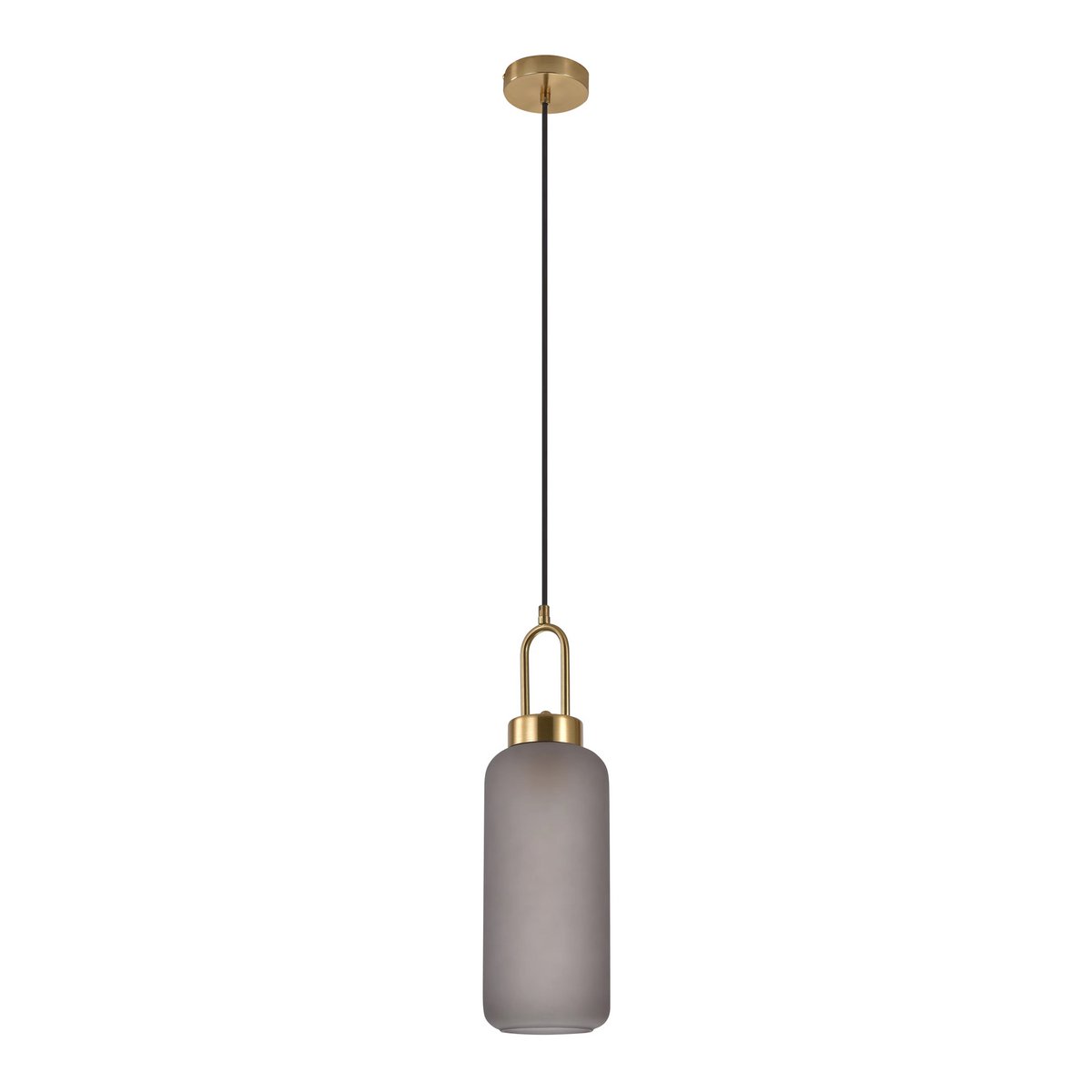 Luton hanglamp met messing fitting en mat rookglazen kap in moderne kamer