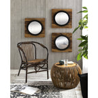 Round Coffee Table Rattan and Teak Wood