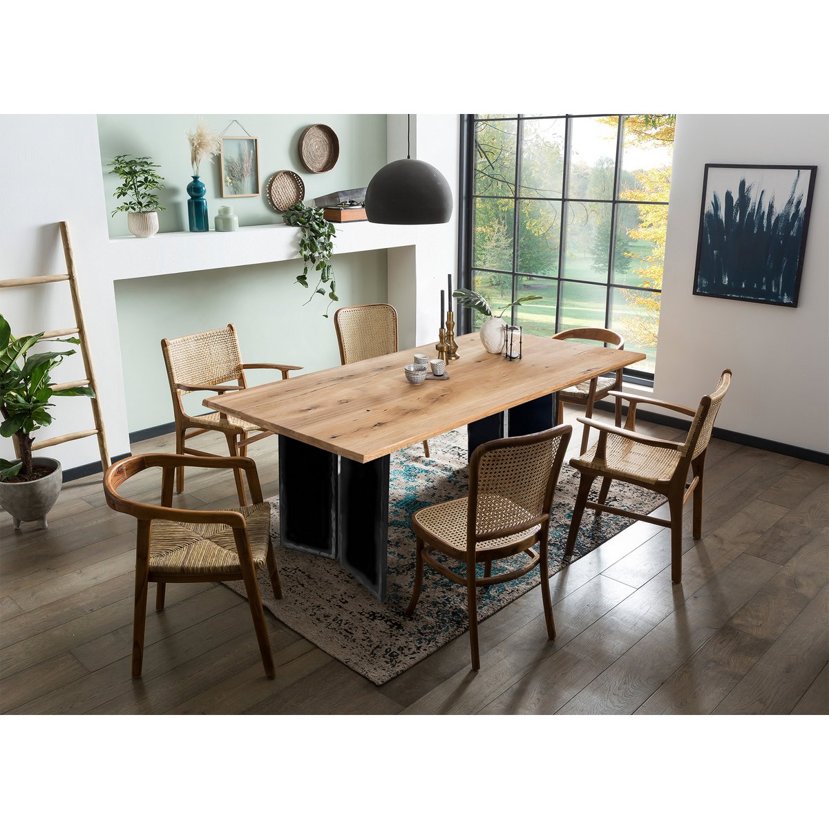 Dining table 220x100 cm with wooden top