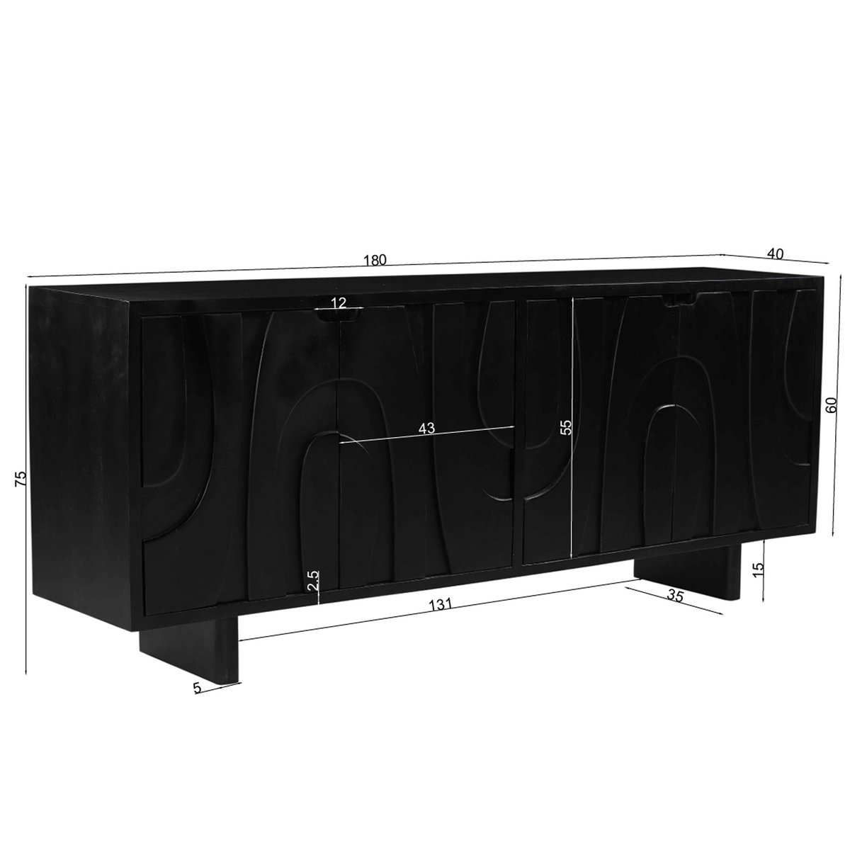 Solid Mango Wood Sideboard 180 cm