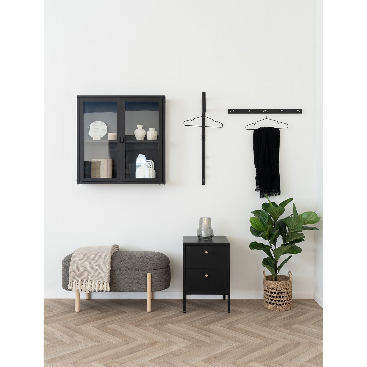 Branca Bench - Brown/Natural, 98x41x48 cm