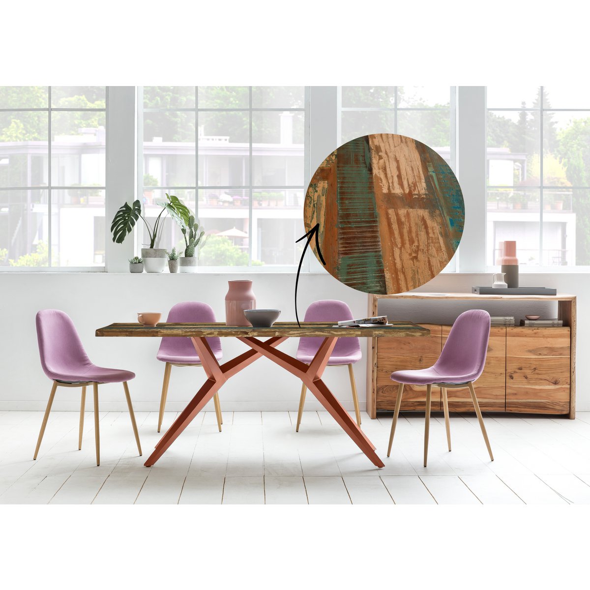 Dining table 240x100 cm with iron frame
