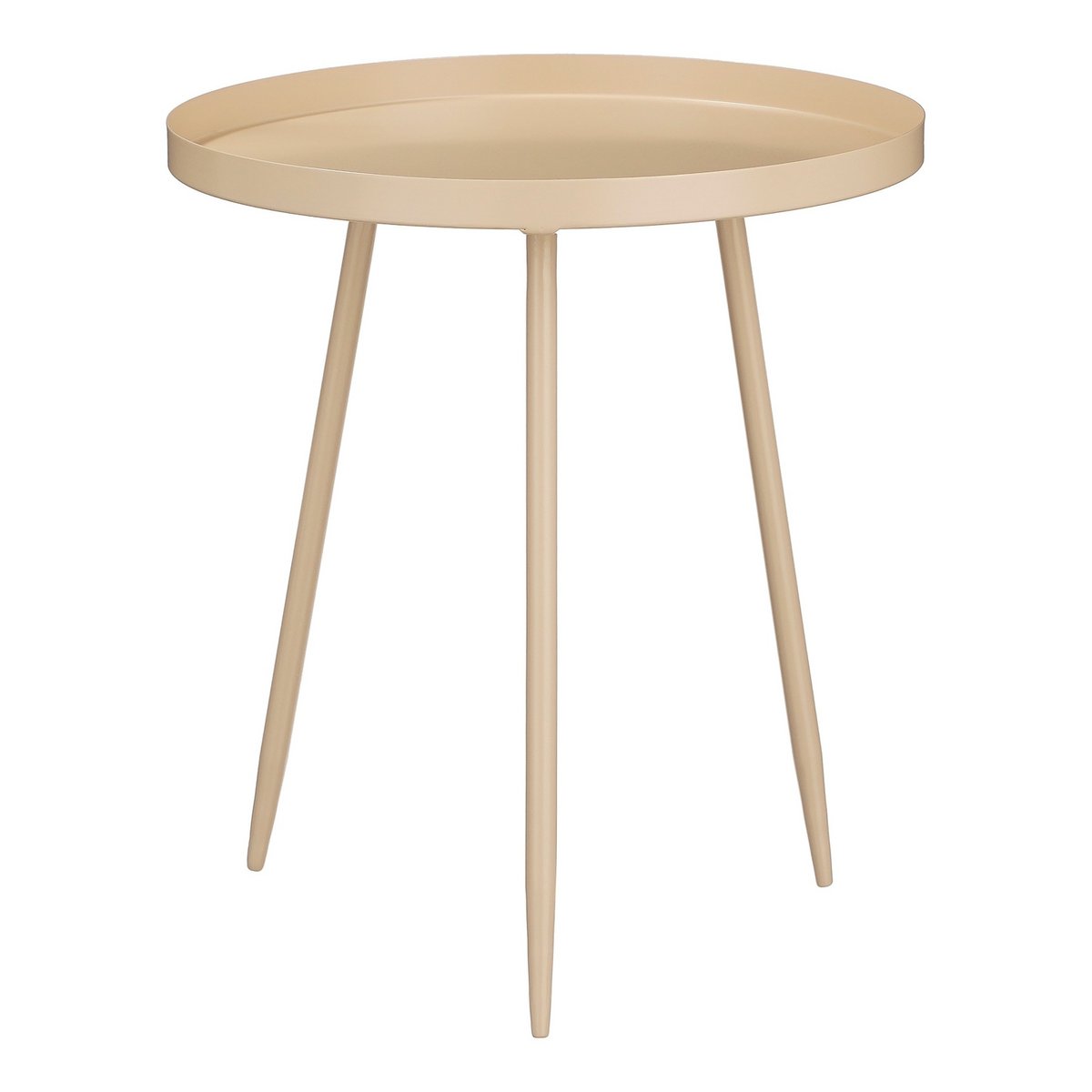 Beige metalen bijzettafel met stijlvolle poten in woonkamer