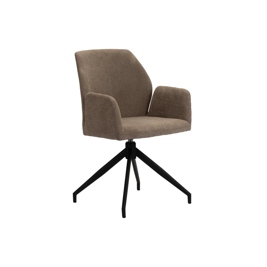 Bruine draaistoel met metalen frame in moderne woonkamer