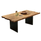 Industriële eettafel met metalen frame en uniek tafelblad