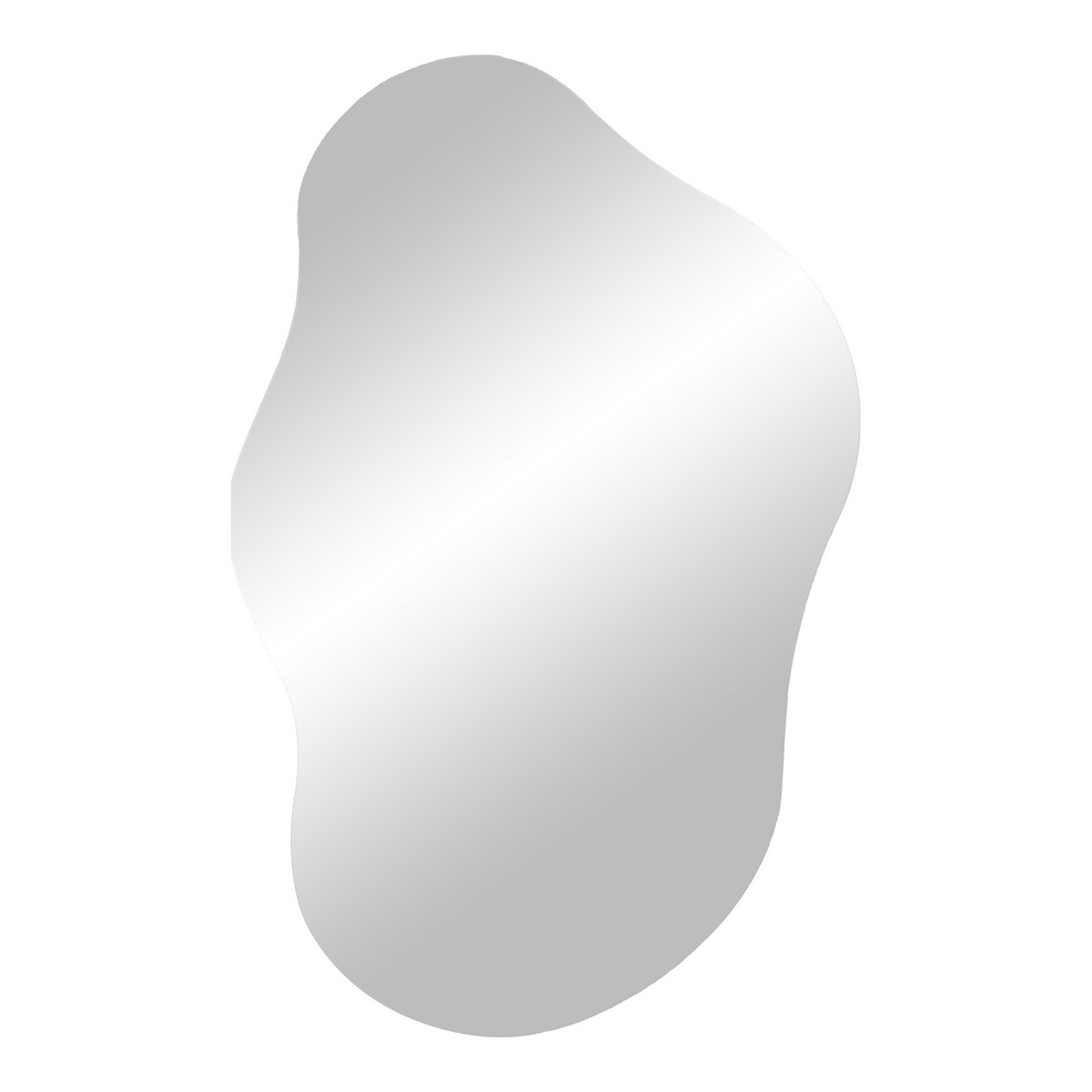 Organisch gevormde glazen spiegel in moderne setting