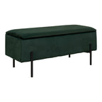 Green Velvet Bench with Black Metal Legs