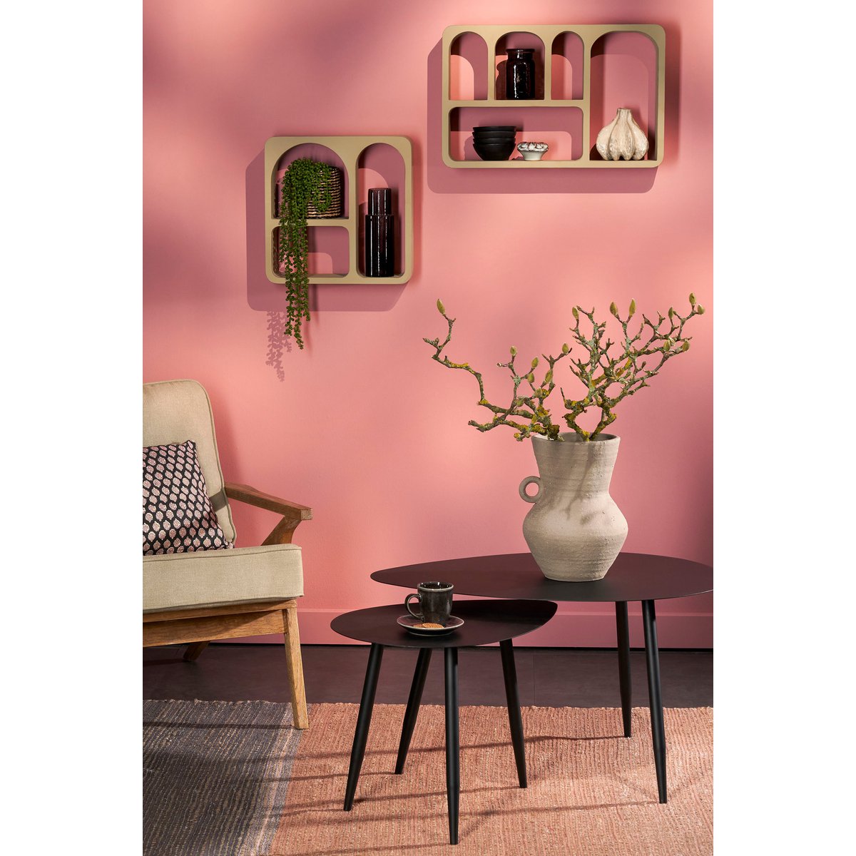 Bijzettafel Set van 2 - Metaal Zwart