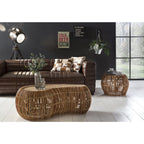 Rattan and Teak Coffee Table