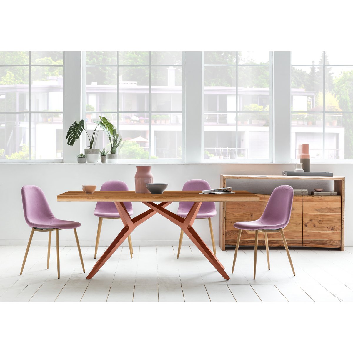 Dining table with iron frame 220x100 cm