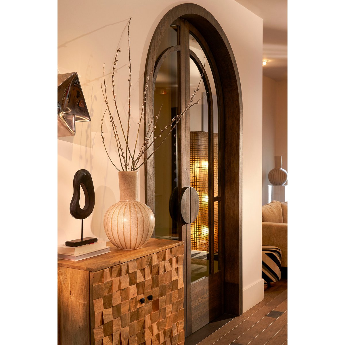 Ornament on Foot - Mango Wood Black - 38 cm