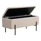 Bench with storage space Beige Bouclé 95x36.5x43cm