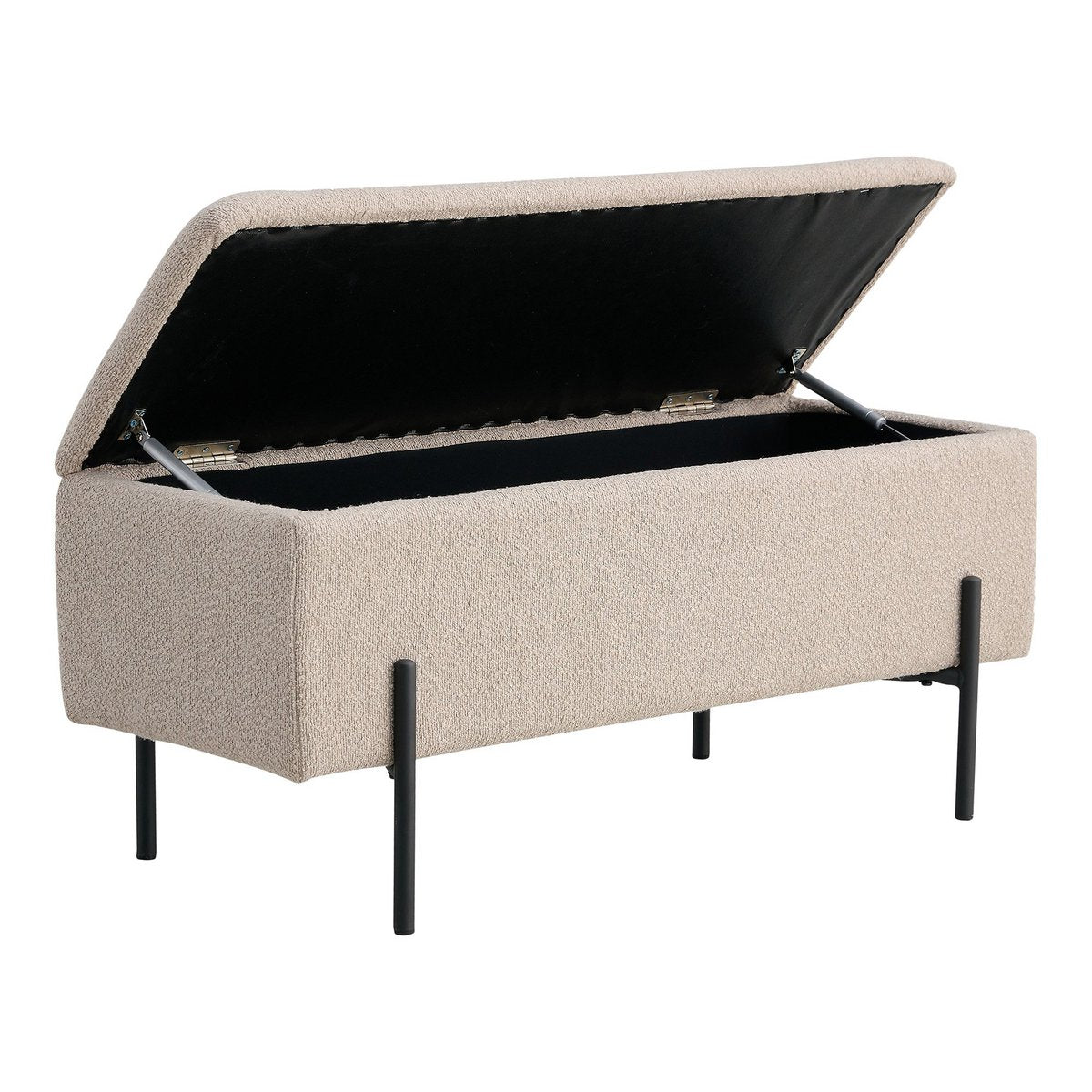 Bench with storage space Beige Bouclé 95x36.5x43cm