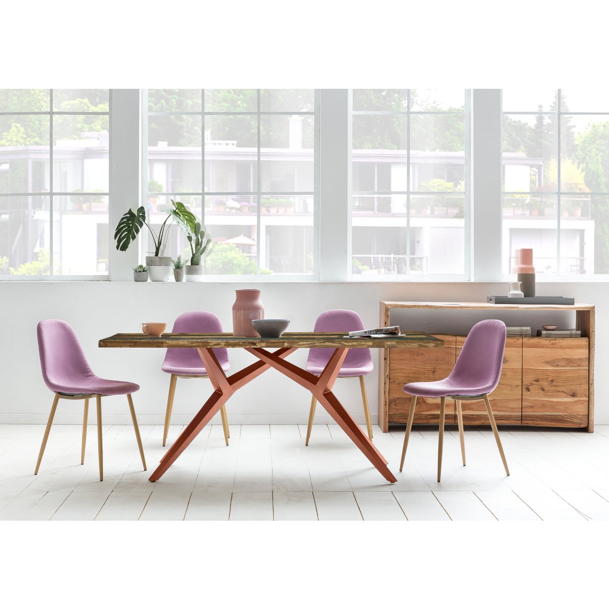 Dining table 180x100 cm Wood and Iron