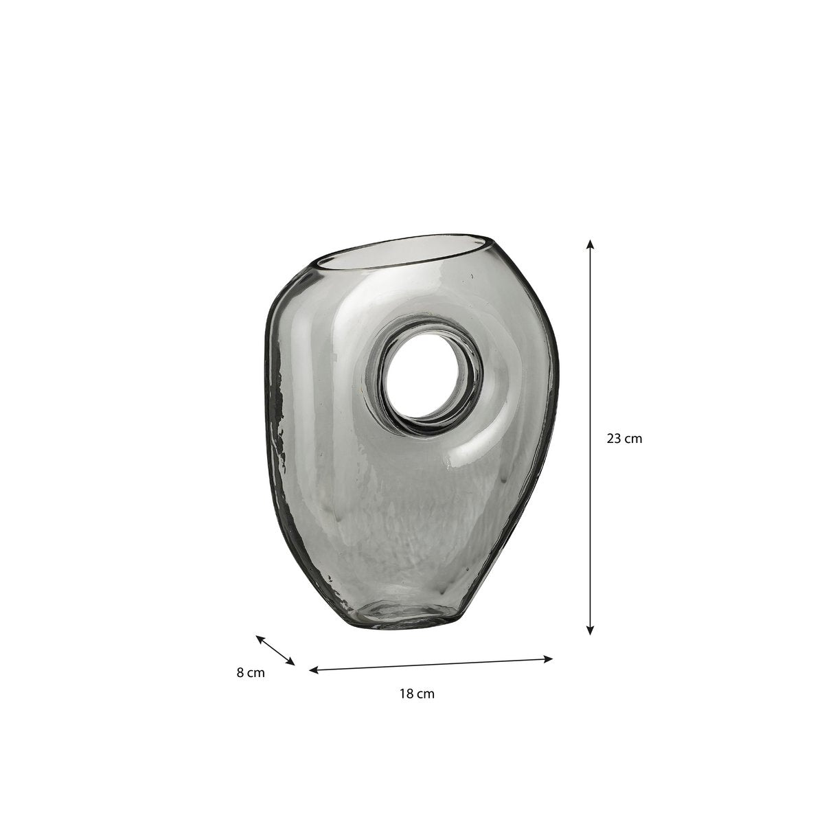 Grijze Glazen Vaas L18 x B8 x H23 cm