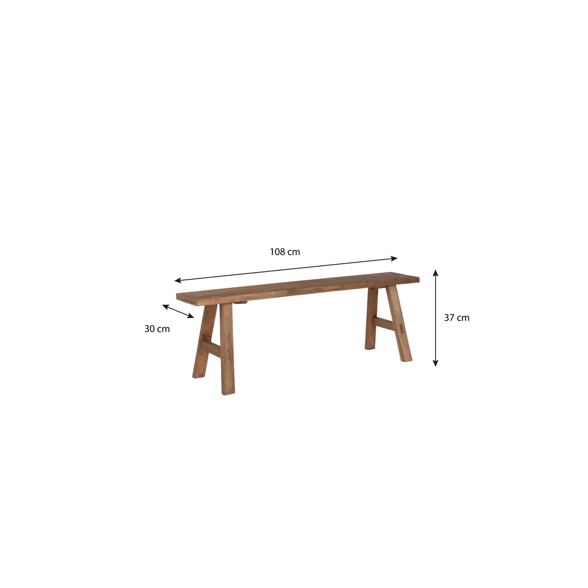 Houten Bankje - 108x20x37cm - Gerecycled  Hout - Bruin