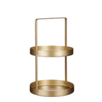 Gouden metalen etagère met twee lagen in moderne keuken