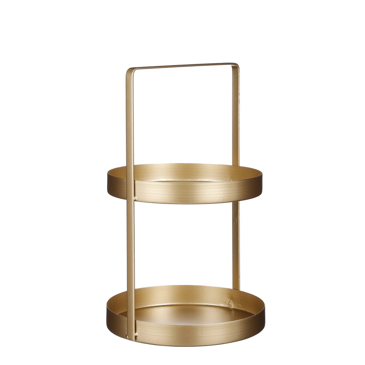 Gouden metalen etagère met twee lagen in moderne keuken