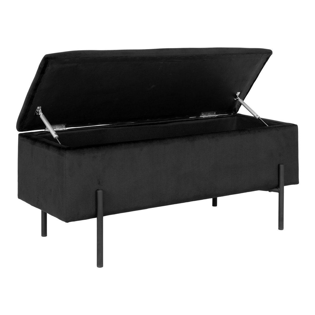Black Velvet Bench with Storage Space 95x36.5x43 cm