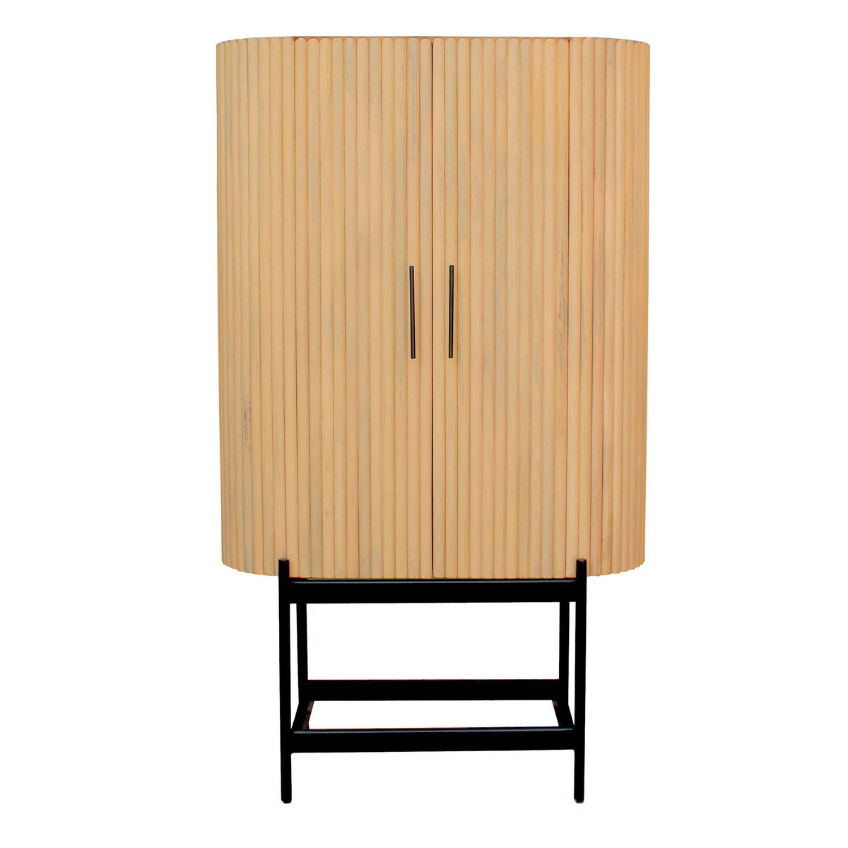 Mango Wood Cabinet with Slatted Design