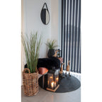 Ronde Spiegel Ø38cm Zwart Staal Kunstleer