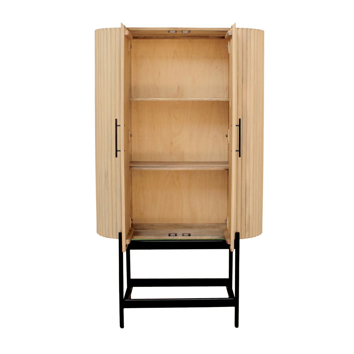 Mango Wood Cabinet with Slatted Design