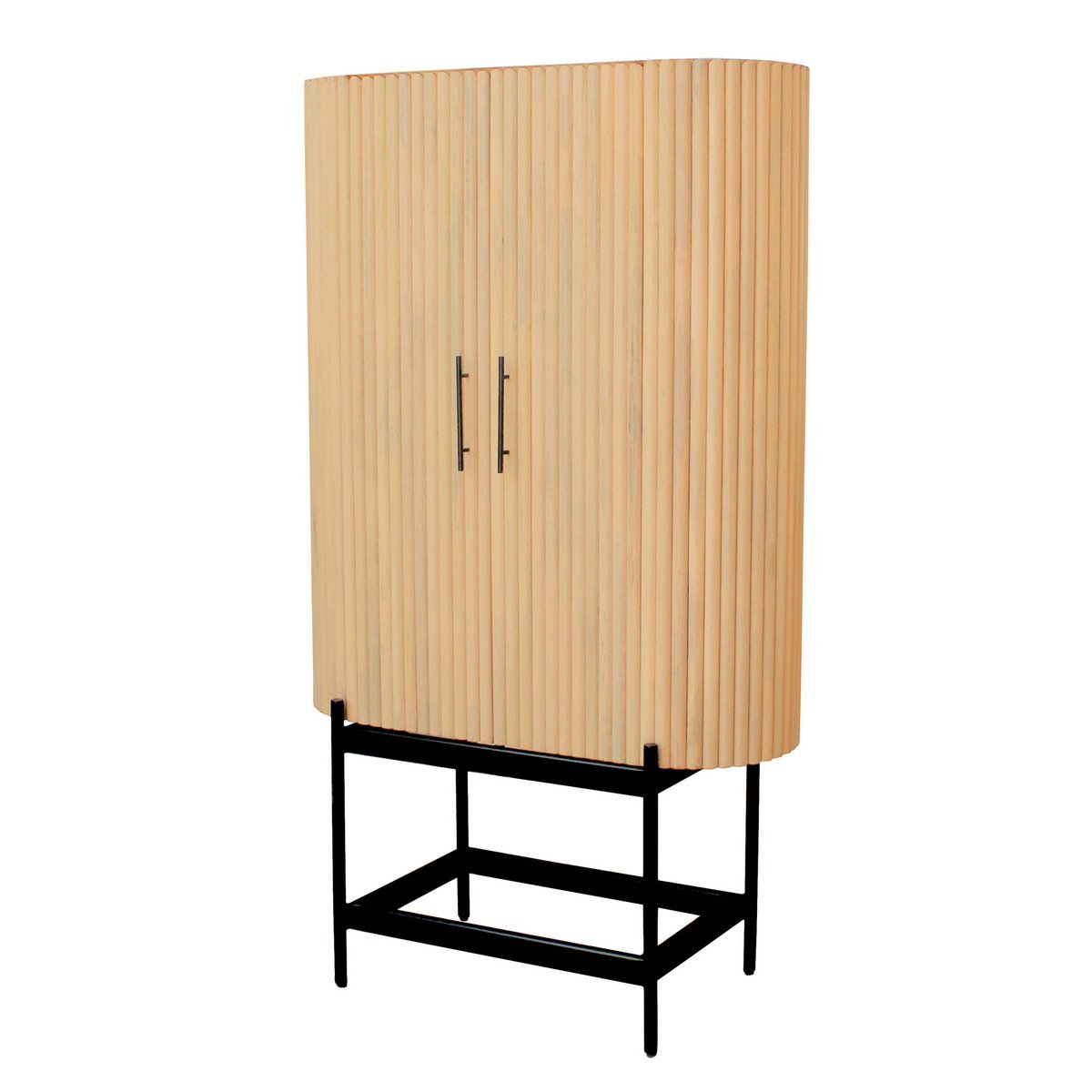 Mango Wood Cabinet with Slatted Design