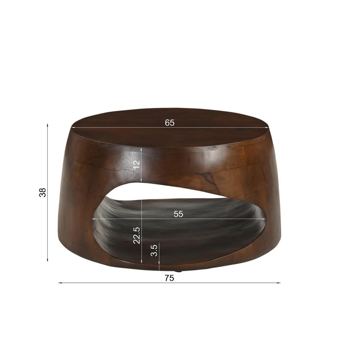 Round Coffee Table Made of Solid Mango Wood