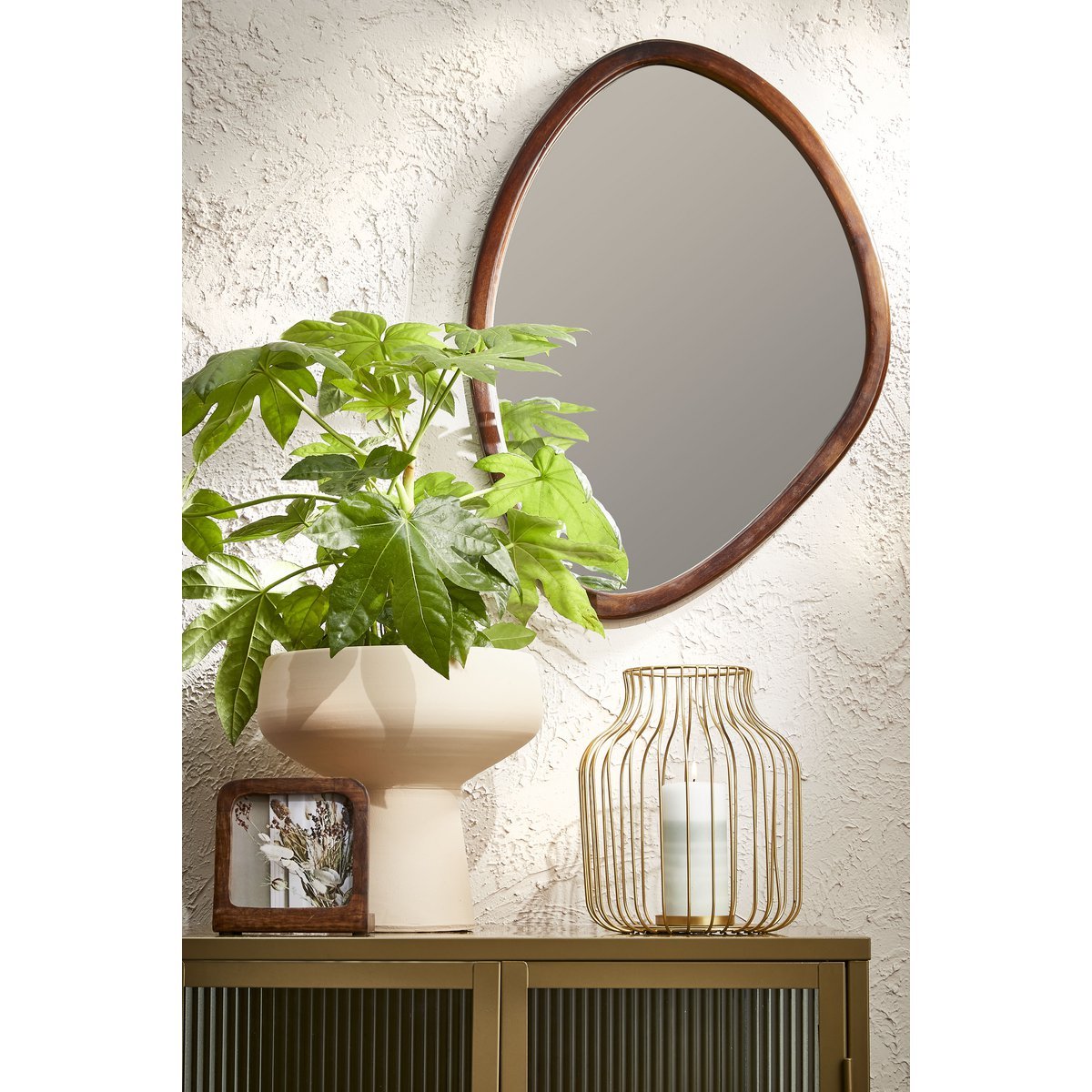 Bosco Wandspiegel - L50 x B69 cm - Donkerbruin Mangohout
