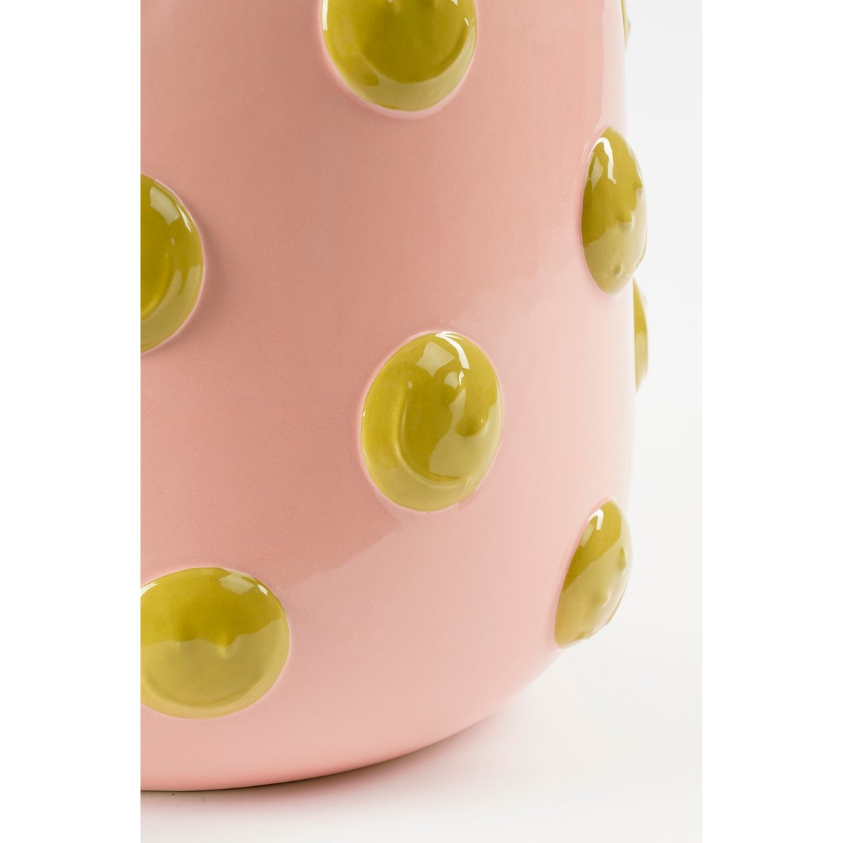 Smiley Vase - H28 x Ø29 cm - Ceramic - Light Pink, Ochre