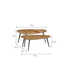 Jailey Bijzettafel - Set van 2 - Gerecycled Hout - Bruin - L84 x B39 x H39 cm