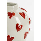 Hearts Vaas - Keramiek - H33 x Ø30 cm - Wit/Rood