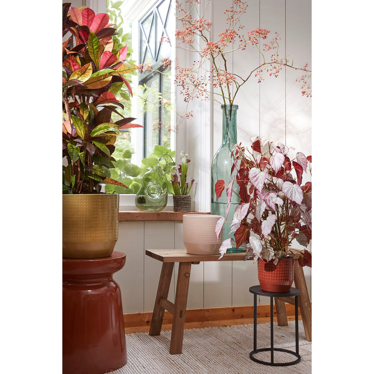 Houten Bankje Gerecycled Hout Bruin - L80 x B37 x H44 cm